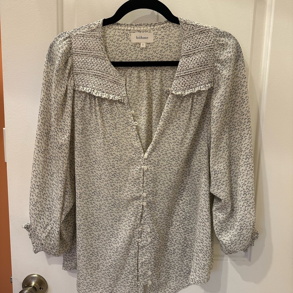 Bohme Women's Black & White Patterned Blouse